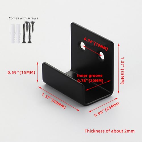 Image of 1-9 /16 inch Mirror Mounting Brackets for Wall 10 Pack - 1 inch Wide Inner Groove | Wall Hanger J Bracket for Frameless Mirror Tile Picture Frame with Screws Anchors
