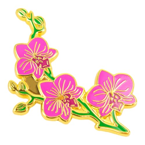 Enamel Pin,Pink Orchid Flower Lapel Pin,Spring and Hope Badge,Bro...