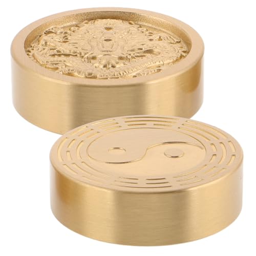 Poids laiton rond stable avec gravure dragon et bagua
