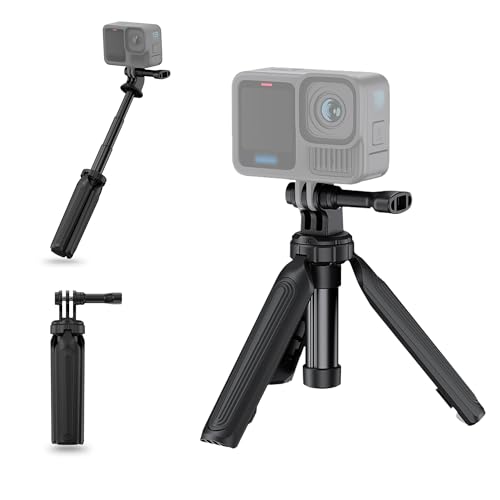 JJC Extendable Mini Selfie Stick Tripod, 9.7” Portable Handle Grip Accessories for Action Camera Gopro Hero 13 12 11 10 DJI Action 6 5 Pro 4 3 Pocket 3 Insta360 X5 X4 Air Ace Pro 2 AKASO-Black by JJC - Used condition - CA$14.07