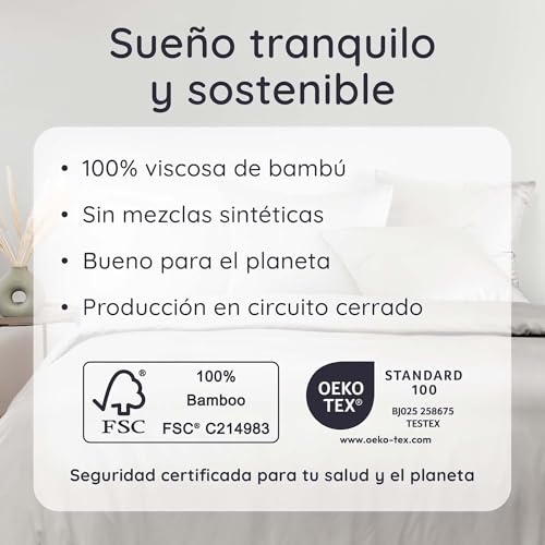 Miniatura 6 de Bambaw Sabana Encimera Cama 150 Bambú Y 160 Cm, 240x290 Cm, Ropa De Cama Bambu Suave, Sábanas Antiácaros E Hipoalergenicas, Sabanas Refrescantes Verano E Invierno Refrigerantes Gris