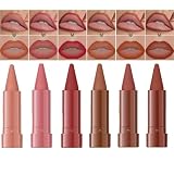 Jolilab 6PCS Lip Liner Lipstick Set, Gradient Matte Nude Velvet Lip Liner Pencil High Pigmented Long Lasting Natural Smooth Lip Makeup Easy-to-Use Crayon Form and Cone Tip