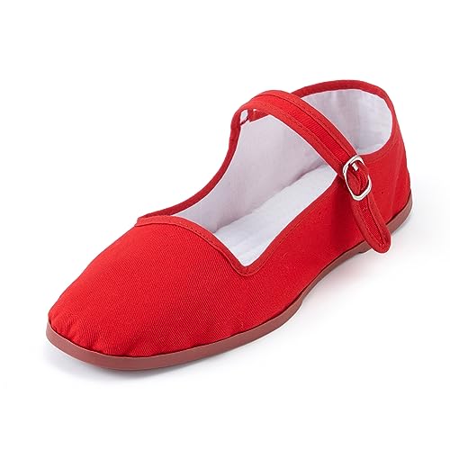 Image of Womens Classic China Flats, Casual China Doll Shoes, Cotton Mary Janes, Chinese Tai Chi Shoes