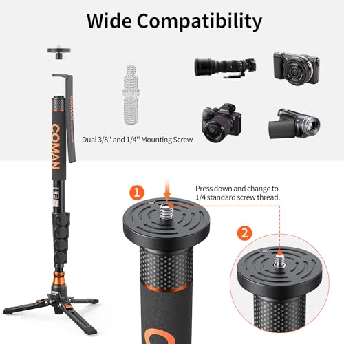 Famall DK327Q6-US Monopod With Feet, Coman Professional Video Camera Monopod Q6 thumb #4