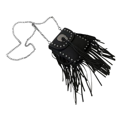 Sac à bandoulière avec franges et chaîne élégante pour femme