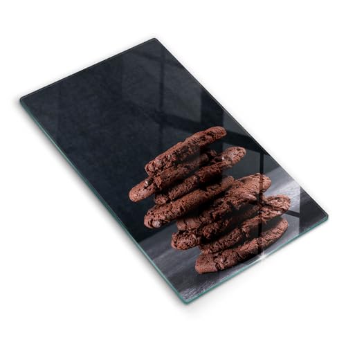Planche à découper induction Wallfluent 30x52 cm en verre résistant motif biscuits