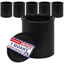 1-Quart Plastic Paint Bucket 6 Pack - Triple Lock Airtight Seal - Minimizes Skimming - Rust Proof - Odor & Chemical Resistant - 32 Fl Oz All-Plastic Paint Can with Snap On Lid - Stock Your Home