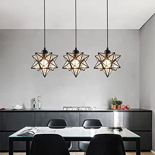 Kaikea E27 Pendant Lights Nordic Moravian Star Pendant Lamp With Pvc Lampshade Ceiling Hanging Chandelier Shade For Corridor Aisle Staircase Entrance（Color：gold/Black） #TOP3