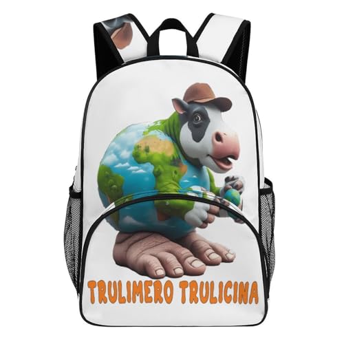 Trulimero-trulicina Merch Large Travel Backpack Italian-Brainrot Meme Waterproof Lightweight Daypack White 44x32x19cm