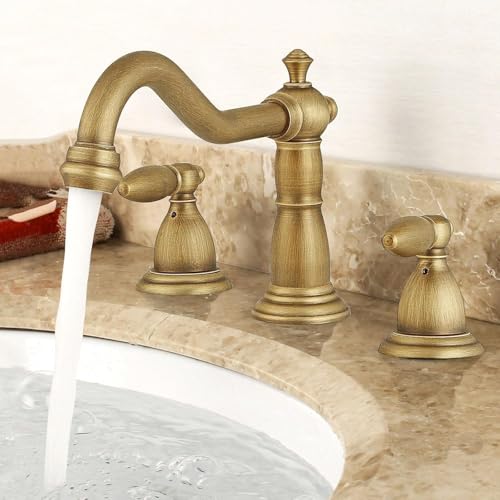 Grifo de lavabo de 3 orificios antidesgaste en latón retro para baños