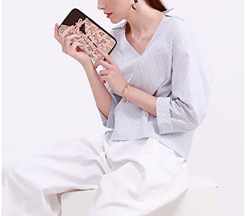 UTO Women Wallet PU Leather Zip Around Large Capacity Bowknot Card Phone Holder Checkbook Organizer Zipper Coin Purse2