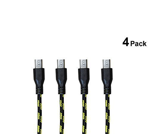 Micro USB Cable APXX 4-Pack 1 Ft Premium Nylon Braided USB 2.0 A Male to Micro B Connector U701Q