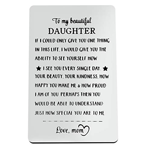 Xiahuyu Daughter Gifts from Mom Engraved Wallet Insert Card for Daughter Graduation Gifts Inspirational Gifts for Daughter Wedding Mothers Day Gift Christmas Birthday Gifts for Daughter