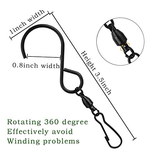 Amzseven 8 Pack Swivel Hooks Clips For Hanging Wind Spinners, Wind Chimes, Bird Feeder, Crystal Twisters Party Supplies （Black） #TOP6