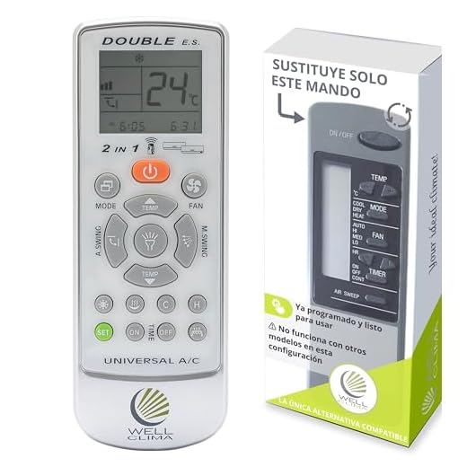 Wellclima, Mando a Distancia para Ferroli, Fer Klima, Climaveneta, Starclima Sayonara, única Alternativa al Modelo mostrado en la Foto, Listo para Usar, Pilas Incluidas, Linterna LED