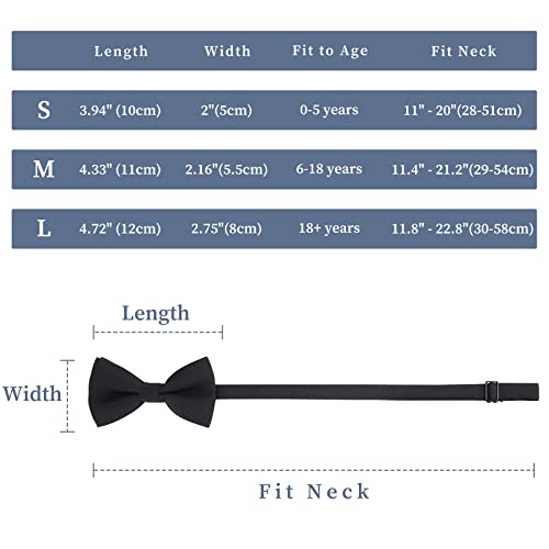 WELROG Classic Pre-Tied Bow Tie for Children & Adults Solid Color Adjustable Bowtie