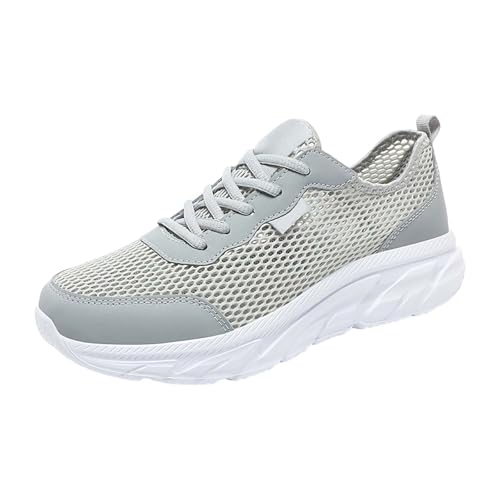 Zapatillas de correr transpirables para hombre con cordones, zapatillas de deporte planas ligeras, zapatillas de deporte de malla de verano, tenis de fitness, correr, caminar, zapatos de verano, gris