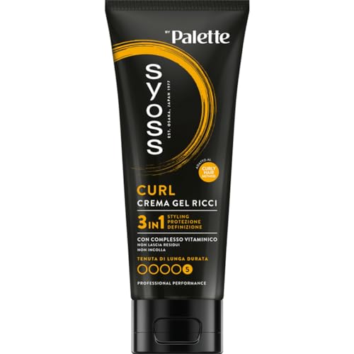 Syoss Curl Crema Gel Ricci 250 Ml, 3 In 1, Crema Con Complesso Vitaminico Adatta Per Capelli Ricci Uomo