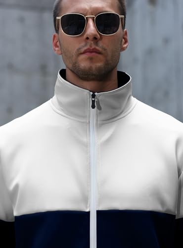 Image of HYPESTFIT Men's Retro Track Jackets, Relaxed Fit | Lightweight men's casual jacket ideal for spring & fall, running and daily athletic wear
