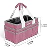 JJRING Craft Organizer Tote Bag, Art Storage Caddy with Multiple Pockets, Pink Sewing Bag for Art, Craft, Scrapbooking, School, Medical, and Office Supplies Storage #1