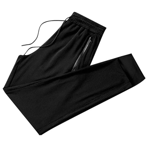 Men's Casual Jogger Athletic Pants Elastic Waist Drawstring Lightweight Sport Trousers with Zipper Pockets, S-5XL