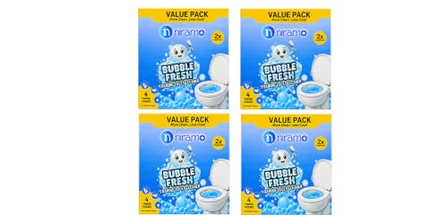 Image of Niramo Bubble Fresh Toilet Cleaner | Foam Action, Bathroom Cleaner | Removes Tough Stains, Limescale & Odour | Pack of 4 (4 x 320g)