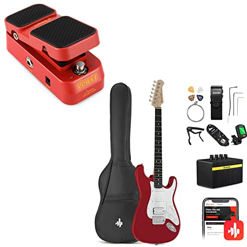 Donner Dst-100R 39 Inch Electric Guitar Beginner Kit + Wah Guitar Pedal #TOP11
