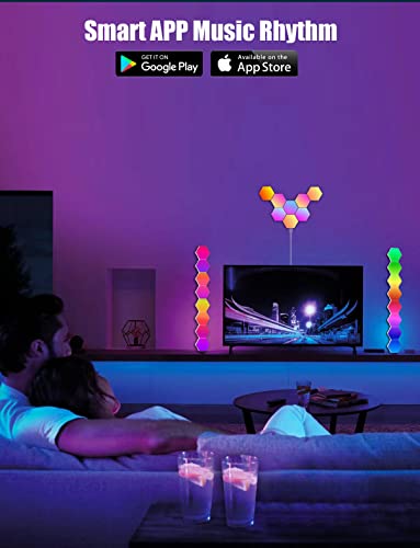 ACNCTOP-Hexagon-Lights-Gaming-Wall-Panels-8-Pack-Hexagon-LED-Lights-with-APP-and-Remote-Smart-Modular-RGB-Panel-Hex-DIY-Glide-Expansion-Shapes-Lighting