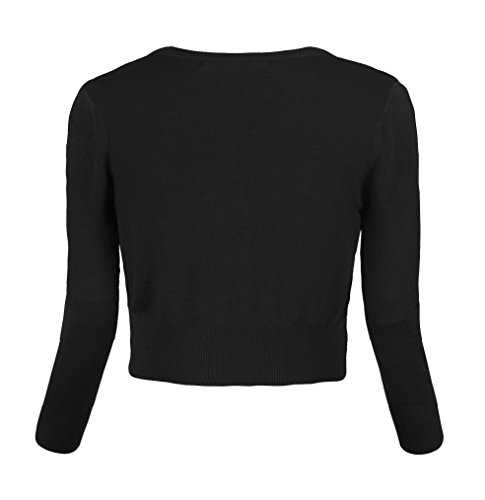Urban CoCo Women's Cropped Cardigan V-Neck Button Down Knitted Sweater 3/4 Sleeve3