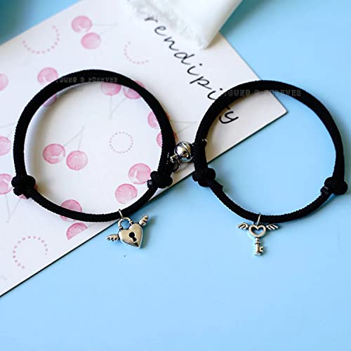 Image of Young & Forever Gift Fashion Long Distance Touch Gold Silver Rose Gold Couples Friendship Best Friend hand Couple matching Mens Magnetic Magnet bracelets for Women /Girls Silver bracelet for Men /Boys