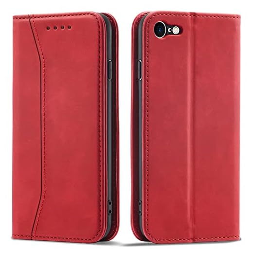 OKZone Cover per iPhone 6S / iPhone 6 (4,7 Pollici), Custodia Flip Pelle Portafoglio Magnetica Libro [Slot Schede], Silicone TPU Bumper Wallet Supporto Cover, Antiurto [Kickstand] (Rosso)