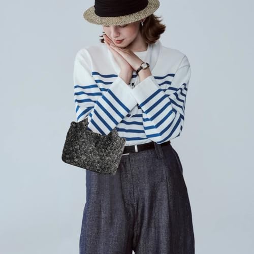 Image of Woven Tote Bag for Women with Coin Purse, Foldable Chain Small Crossbody Handbags, Fashion Shoulder Bag, Hobo Satchel