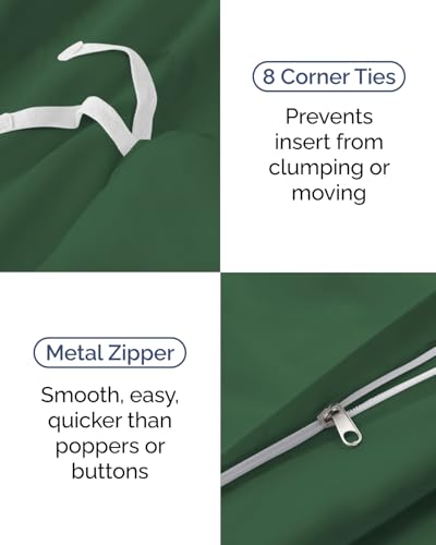 Image of Duvet Cover Twin /Twin XL Size Set - Extra Soft Twin /Twin XL Duvet Cover 68 inch x 90 inch with 1 Pillow Sham for Women, Men, Kids & Teens - Easy-Care & Fade Free with Zipper Closures & Ties (Emerald Green)