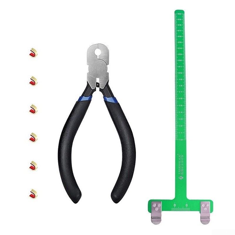 Bow String Nocking Points Pliers Strings Knock Set, Archery T Square Bow Ruler & Nocking Buckle Pliers Set for Compound Recurve Bow, Green