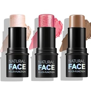 3 Pcs Face Contour Sticks Set, Shades with Highlighter & Contour & Blush Sculpted Complexion Wand Contour Long Lasting Natural Buildable Highlighters Contour Contouring Bronzer (02, 03, 04)