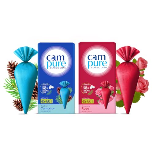 Image of CamPure Camphor Cone Pack Of 2-100% Organic | Air Freshener For Car, Wardrobe, Office Cabin's, Drawers, Travel Bag & Bathroom