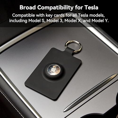 Image of Card Holder for Tesla Keycard with AirTag, Soft Silicone Key Card Protective Case Cover for Tesla Model 3 Y S X, Key Holder with Keychain Key Rings - 2 Pack
