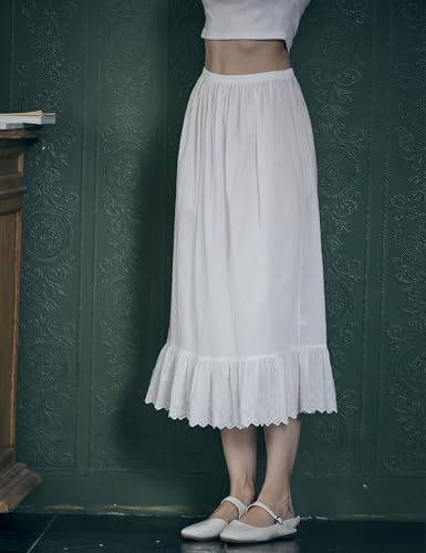 Half Slip Dress for Under Dresses Women Long Lace Skirt Extender Underskirt Non Cling 100% Cotton2