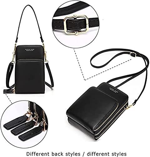 Image of BOSTANTEN Girls Women Women's Wallet Sling Crossbody Bag for Mobile Cell Phone Holder Pocket Wallet Wallets Hand Purse Clutch Crossbody Sling Bag for Women Womens Girls (Black)