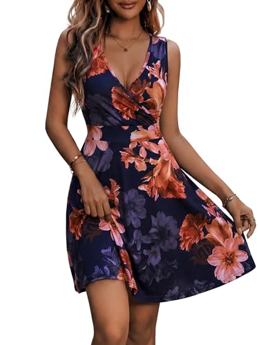 Image of GUBERRY Womens Wrap V Neck Sleeveless Sundress Summer Flare Tank Dress with Pockets