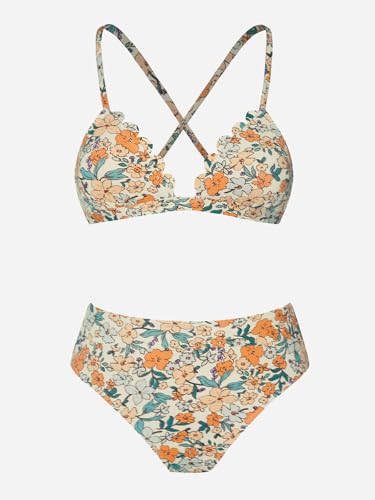 Image of CUPSHE Bikini Set for Women Bathing Suit High Waisted Scalloped V Neck Two Pieces Swimsuit