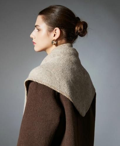 Women's Knitted Pashmina Triangular Scarf Fall Winter Solid Color Shawl with Knotted Design Sweater Cardigan Style4