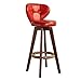 Tabouret de Bar Chaise Tabouret de Bar pivotant avec Dos et Les Jambes en Bois PU Cuir rembourré Siège Petit Restaurant Tabouret Île de Cuisine Tabouret de Bar (Couleur : Rouge)
