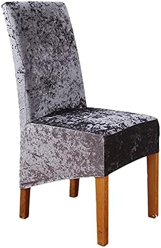 ANMINY Crushed Velvet XL Chair Cover,Dining Room Chair Slipcover,Washable Stretch Spandex Furniture Protector for Large Chair,Home and Wedding Party DecorationDark Grey