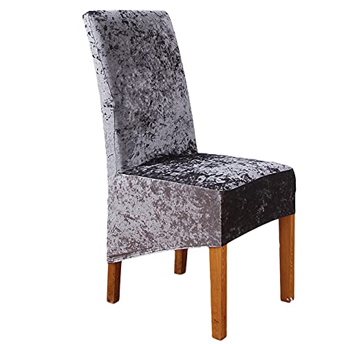 ANMINY Crushed Velvet XL Chair Cover,Dining Room Chair Slipcover,Washable Stretch Spandex Furniture Protector for Large Chair,Home and Wedding Party Decoration，Dark Grey