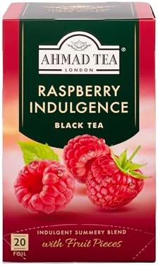 Ahmad Tea Fruit Black Tea | Raspberry Indulgence Fruit Black Tea | 20 Teabag Sachets | 1 Pack