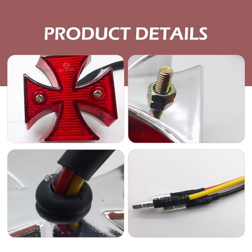 image for CyperFair Motorcycle Cross Brake Light, ABS Shockproof & Waterproof Ve