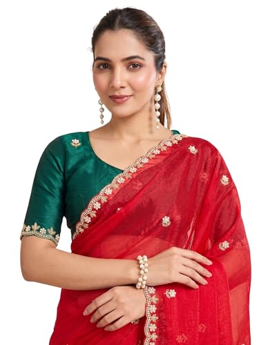 Image of Women's Chiffon Saree with Unstitched Blouse Piece