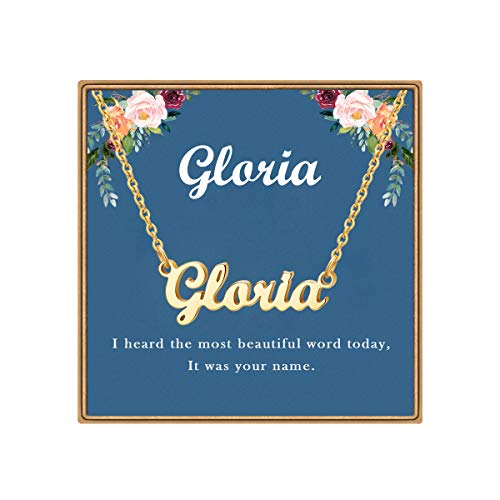 Collar de oro de 14 quilates Ldurian con placa de nombre personalizado estilo minimalista