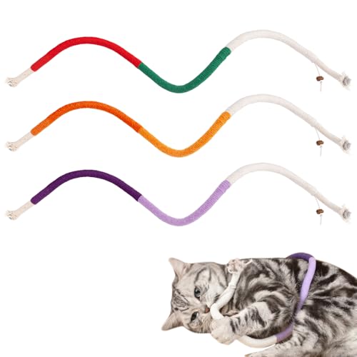 Fantasyon 3 Pièces 70cm Jouet Chat Corde, Jouet à Mâcher pour Chat Interactif pour Chat D'intérieur Jouet De Dentition Chaton Jouets de Soins Dentaires pour Interactif et Nettoyage des Dents
